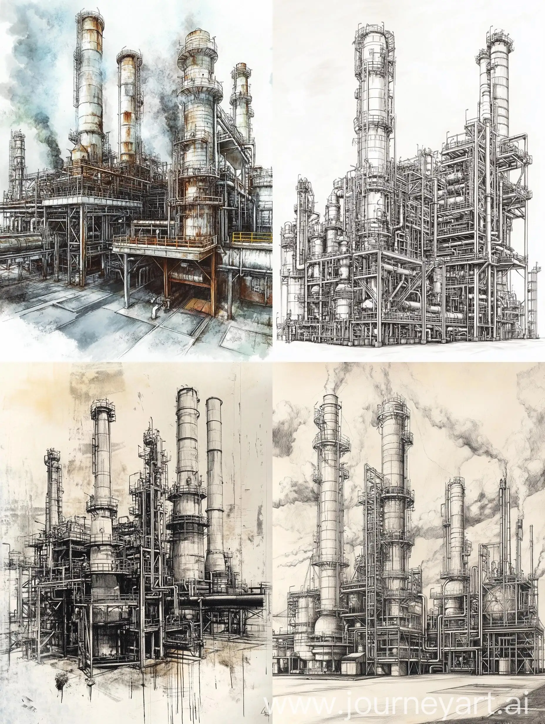 Refinery-Model-Drawing-Industrial-Plant-Illustration