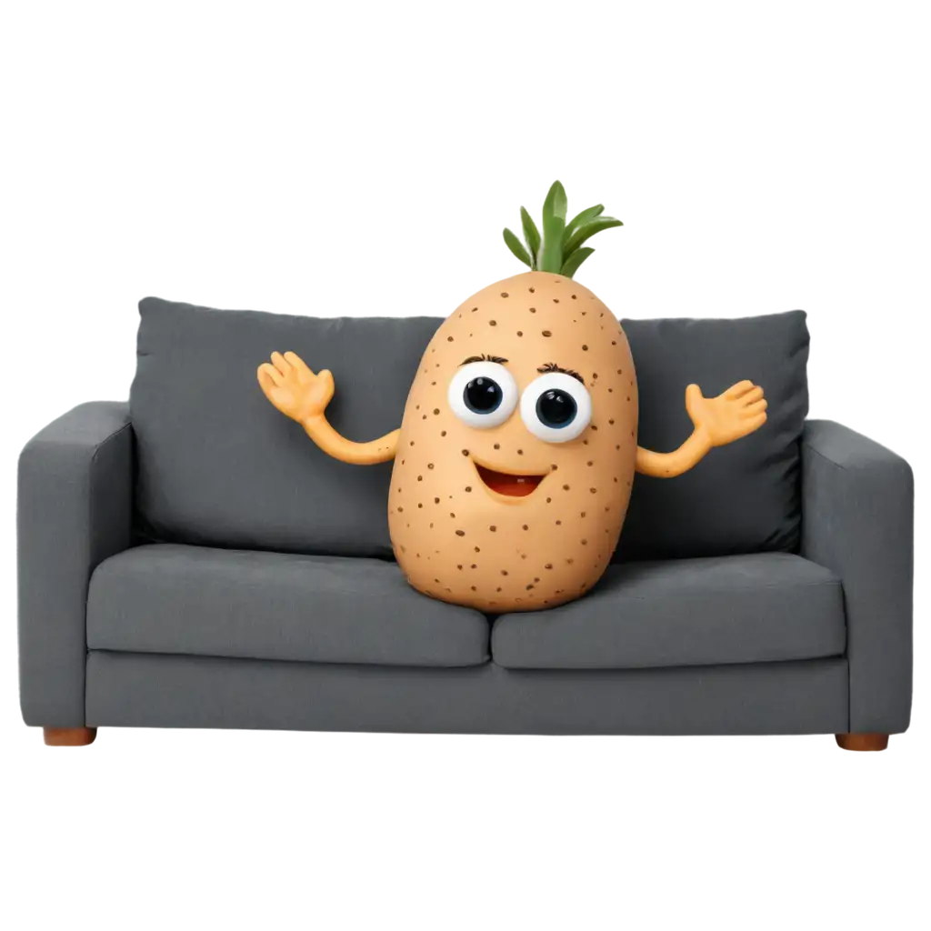 PNG-Image-of-a-Potato-with-Eyes-and-Arms-Relaxing-on-a-Couch