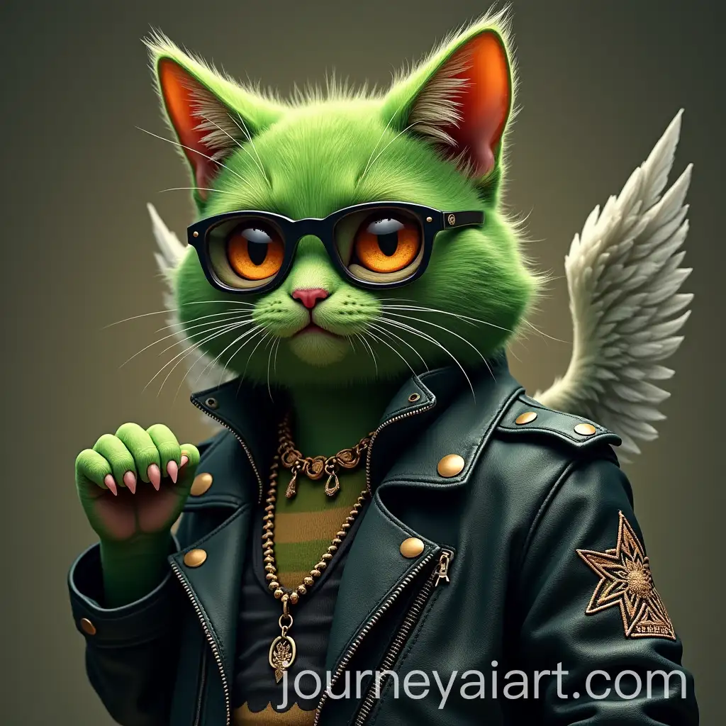 Green-Cat-with-Glasses-and-Rocker-Style-Tsoi-Tribute-Design