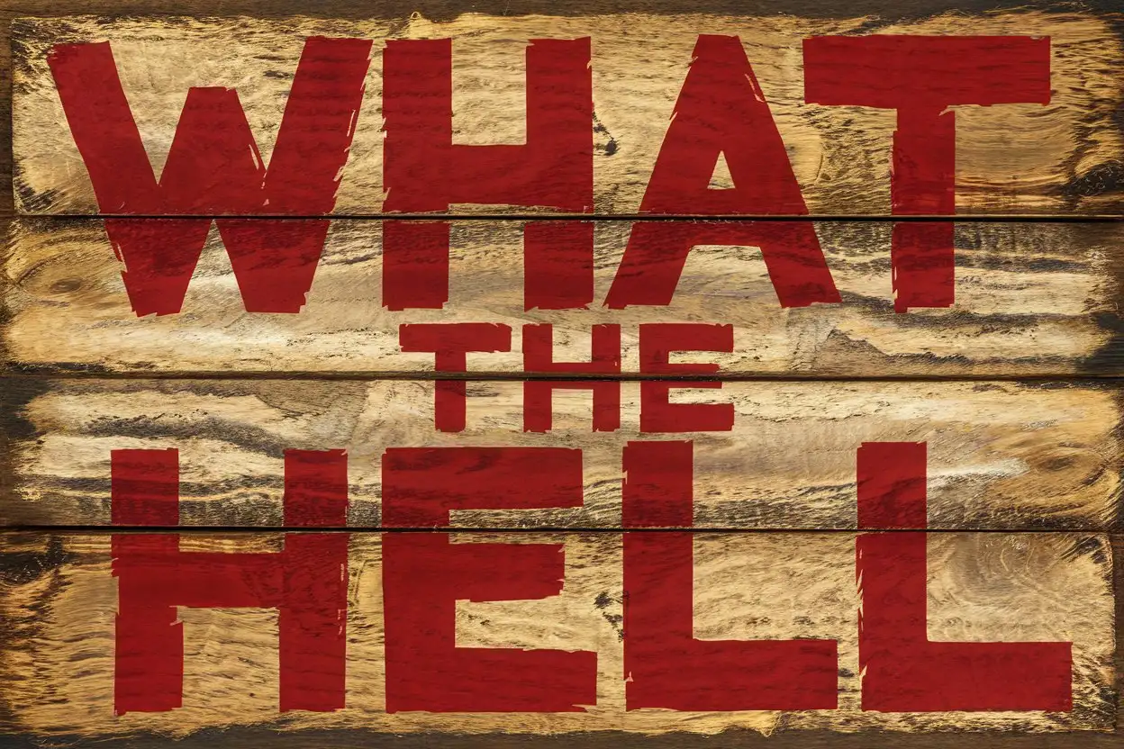 HandPainted-Red-Text-on-Wood-Saying-What-the-Hell