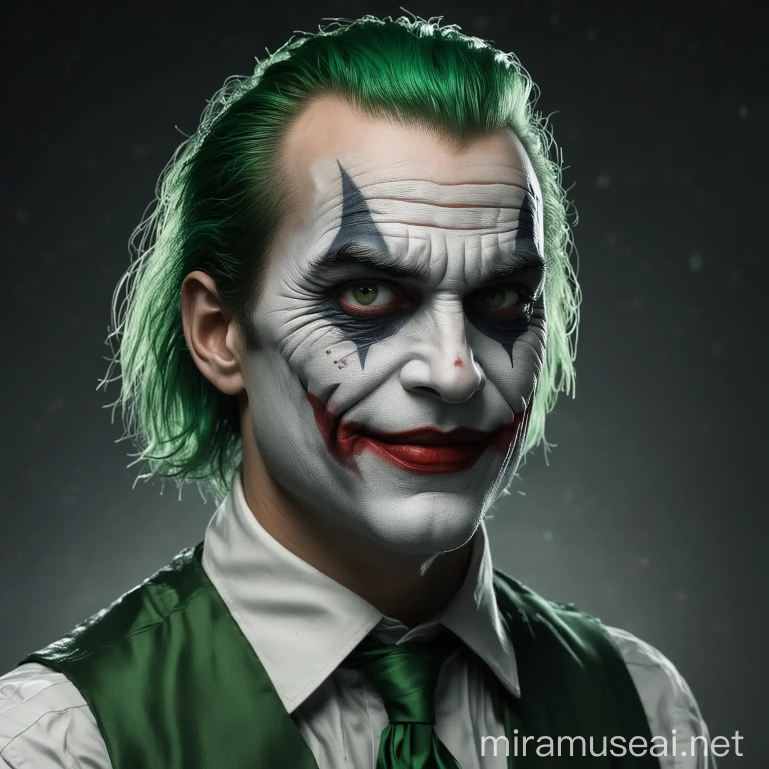 Sinister Joker Portrait with Cosmic Nebula Colors