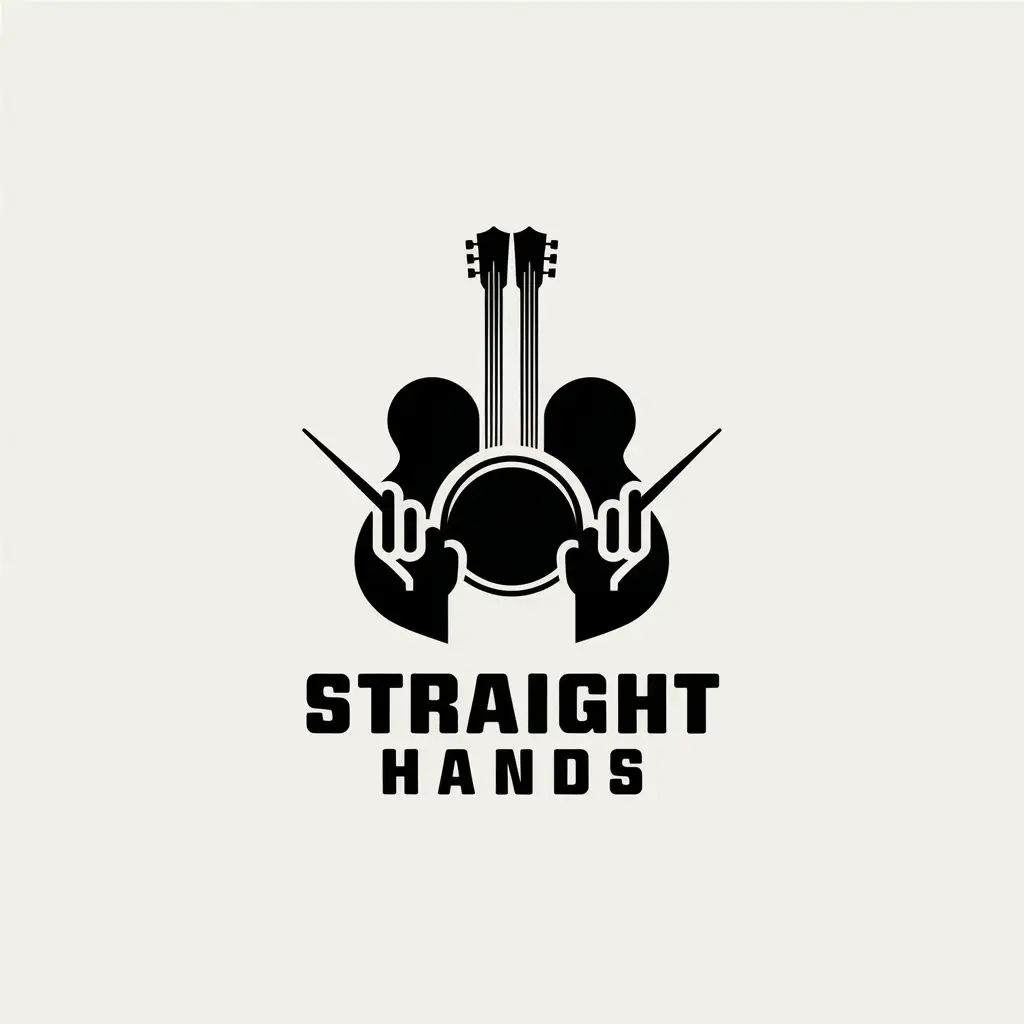 LOGO-Design-for-Straight-Hands-Music-Industry-Icon-with-Guitarist-and-Drummers-Hands