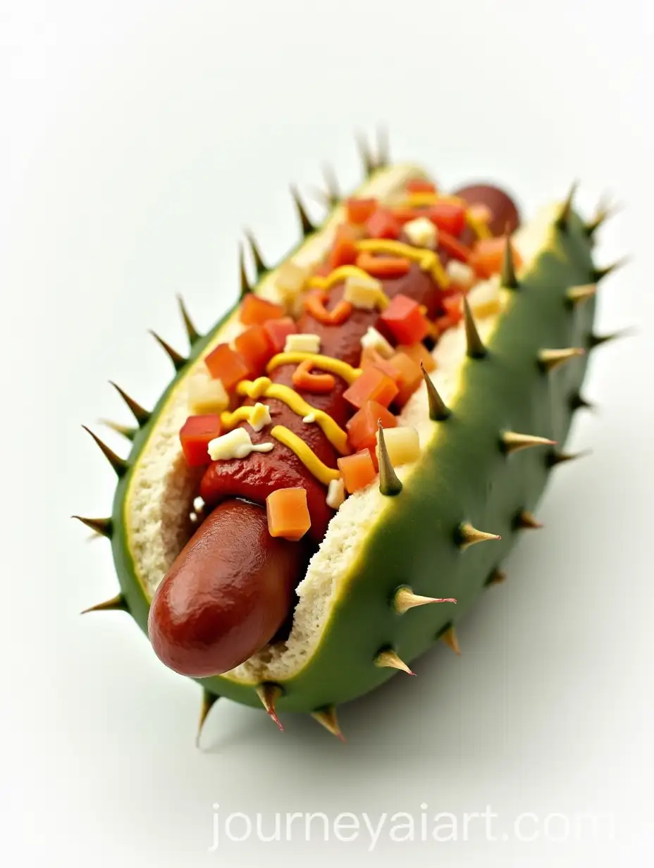 Surreal-Cactus-Hotdog-with-Grilled-Sausage-and-Fresh-Toppings