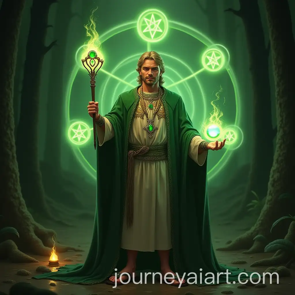 European-Man-in-Green-Tunic-with-Serpent-Staff-and-Emeralds