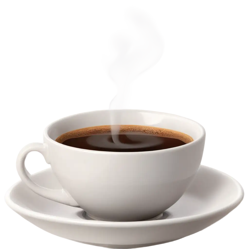 PNG-Image-Usage-ScenariosRealistic-Ceramic-Coffee-Cup-with-Steam-on-Saucer-PNG-Image-for-Transparent-Backgrounds