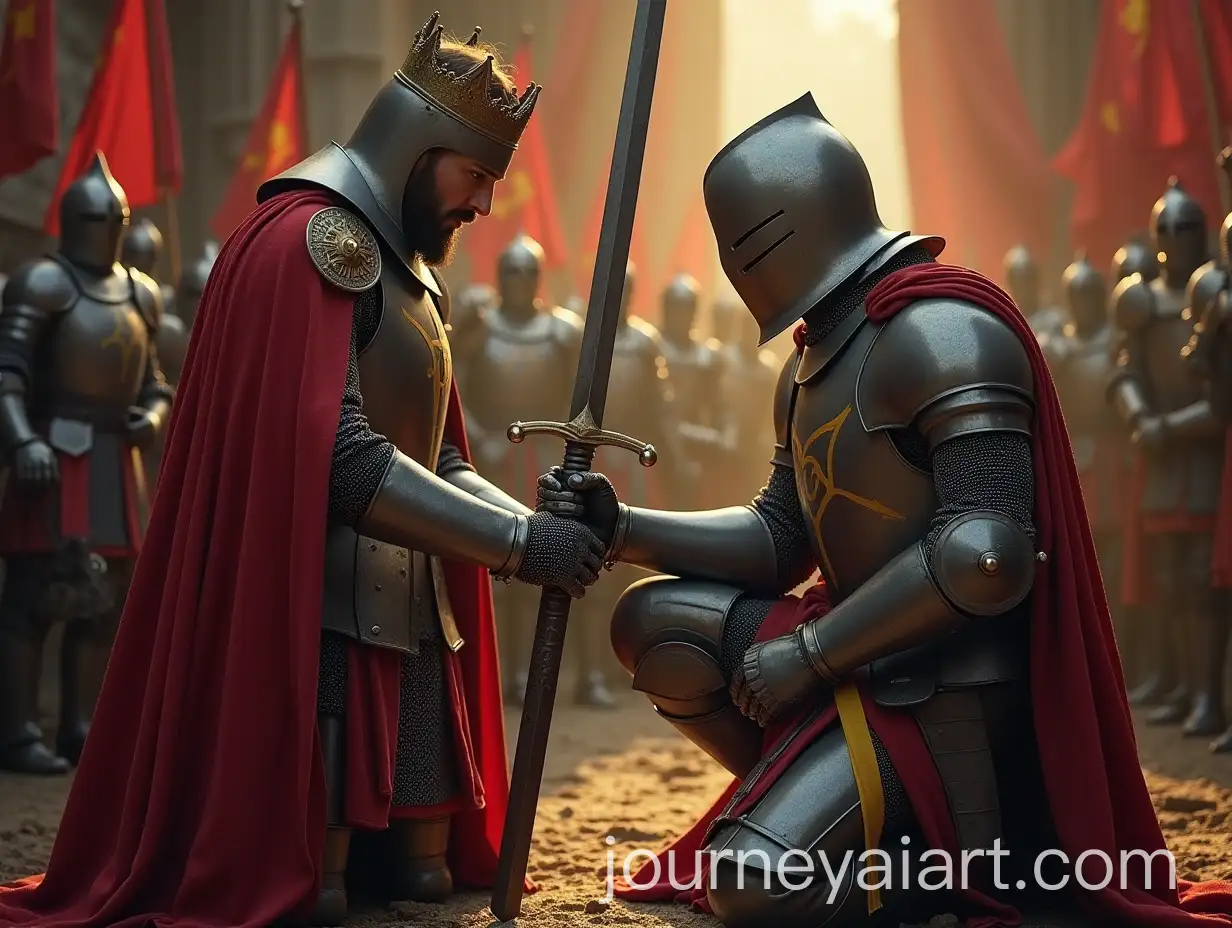 Knighting-Ceremony-with-King-and-Knight-Kneeling-Before-Sword