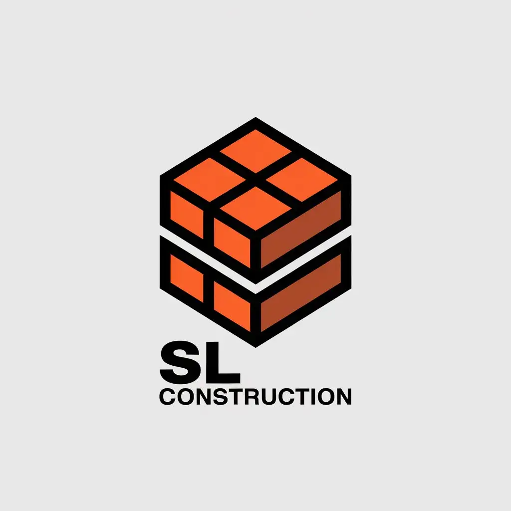 LOGO Design for SL Construction Brick Symbol with Modern Construction Industry Aesthetic