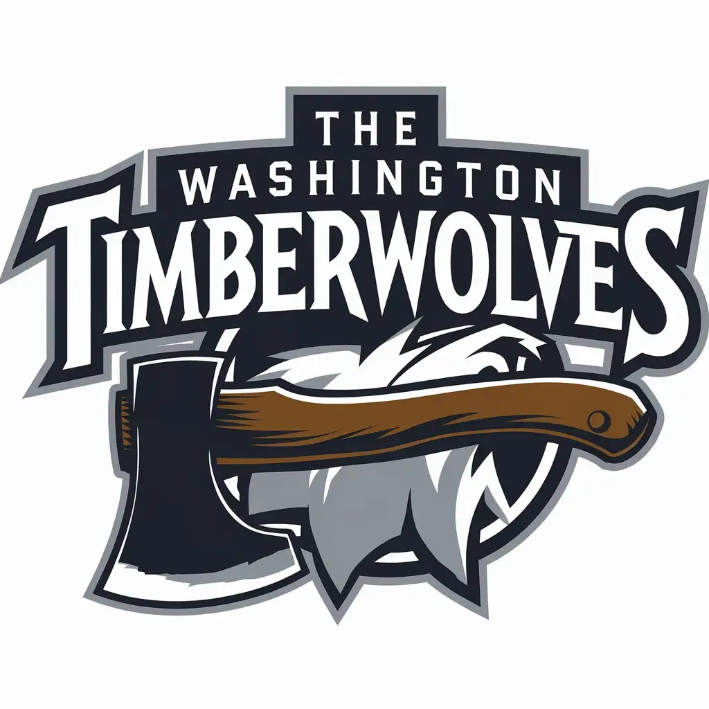 LOGO Design for The Washington Timberwolves Axe or Hatchet Symbol with Rugged Wilderness Theme