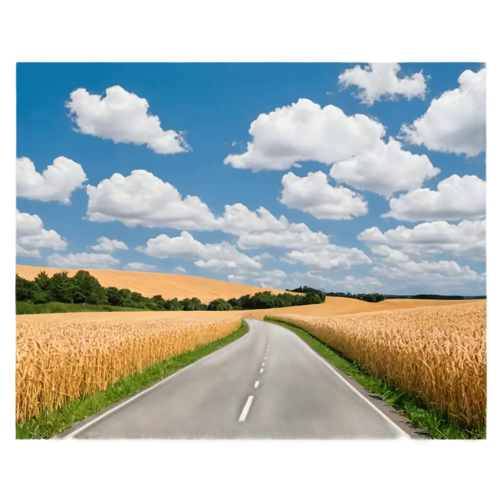 Winding-Country-Road-in-Golden-Wheat-Fields-PNG-Image-A-Scenic-Landscape-Under-a-Blue-Sky