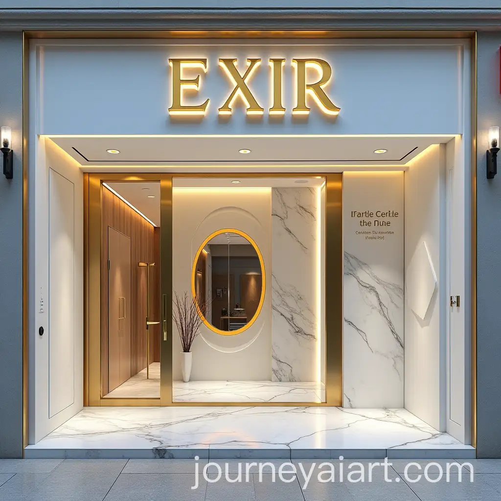 Luxury-Medical-Center-Facade-Design-with-Gold-and-White-Detailing
