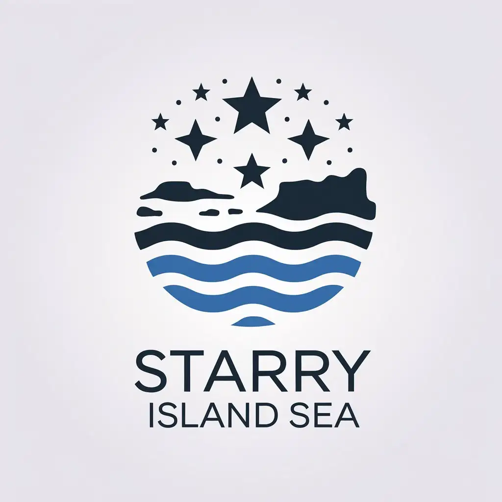 LOGO Design for Starry Island Sea Vector Design with Stars Ocean and Islands Theme