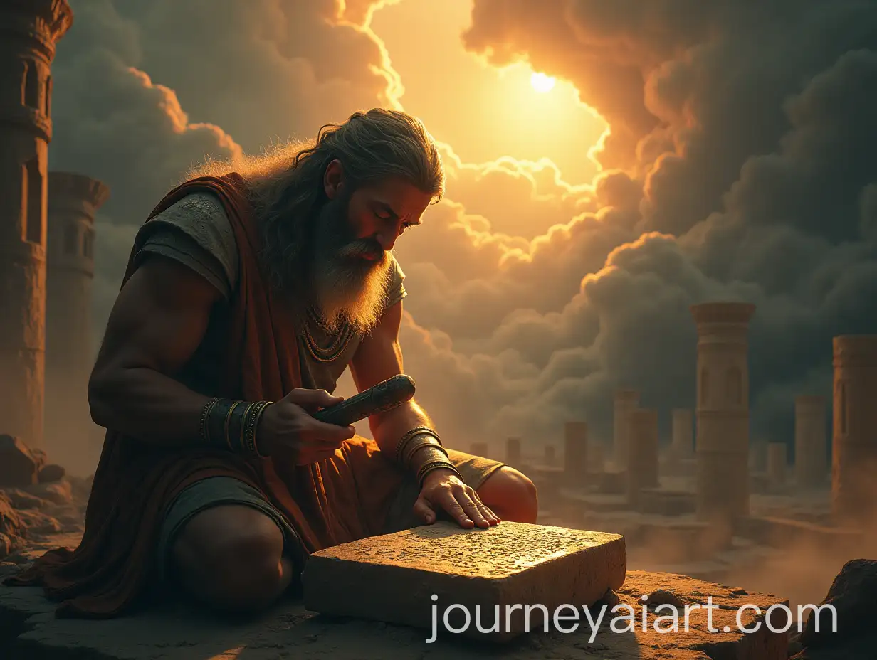 Ancient-God-Engraving-Cuneiform-on-Stone-Tablet-Amidst-Ethereal-Ruins