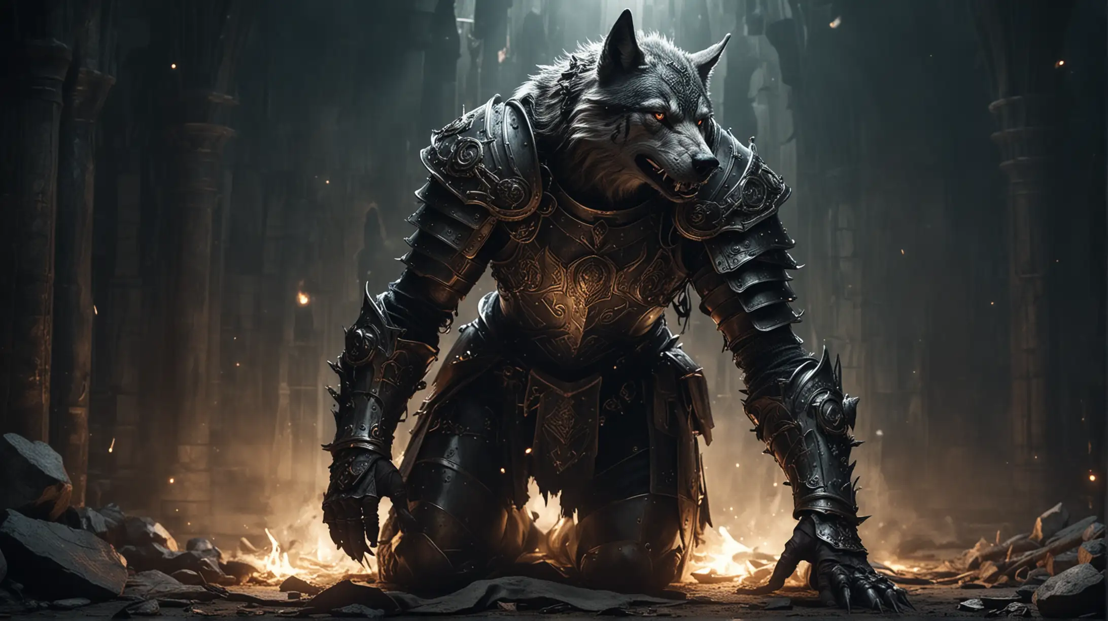 Medieval WolfKnight Weakness with Dark Magic Symbols