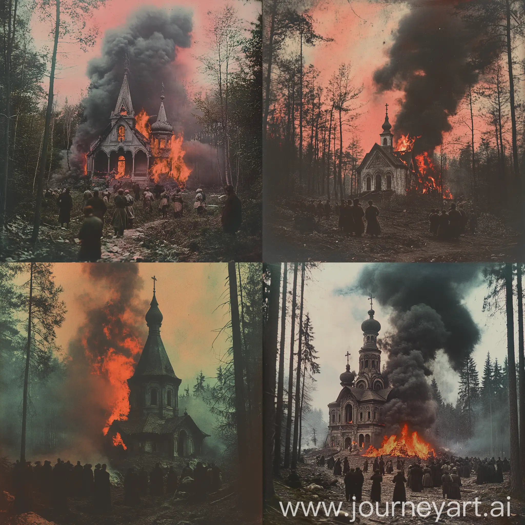 Burning-Slavic-Orthodox-Church-in-Deep-Forest-ScarletRed-Air