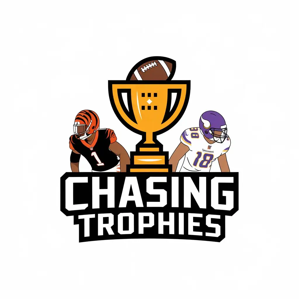 LOGO Design For Chasing Trophies Trophy Football Theme with Cincinnati Bengals and Minnesota Vikings Colors