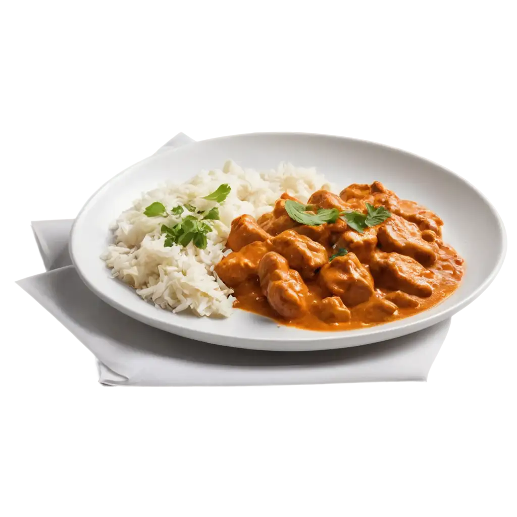 butter chicken curry with white plate