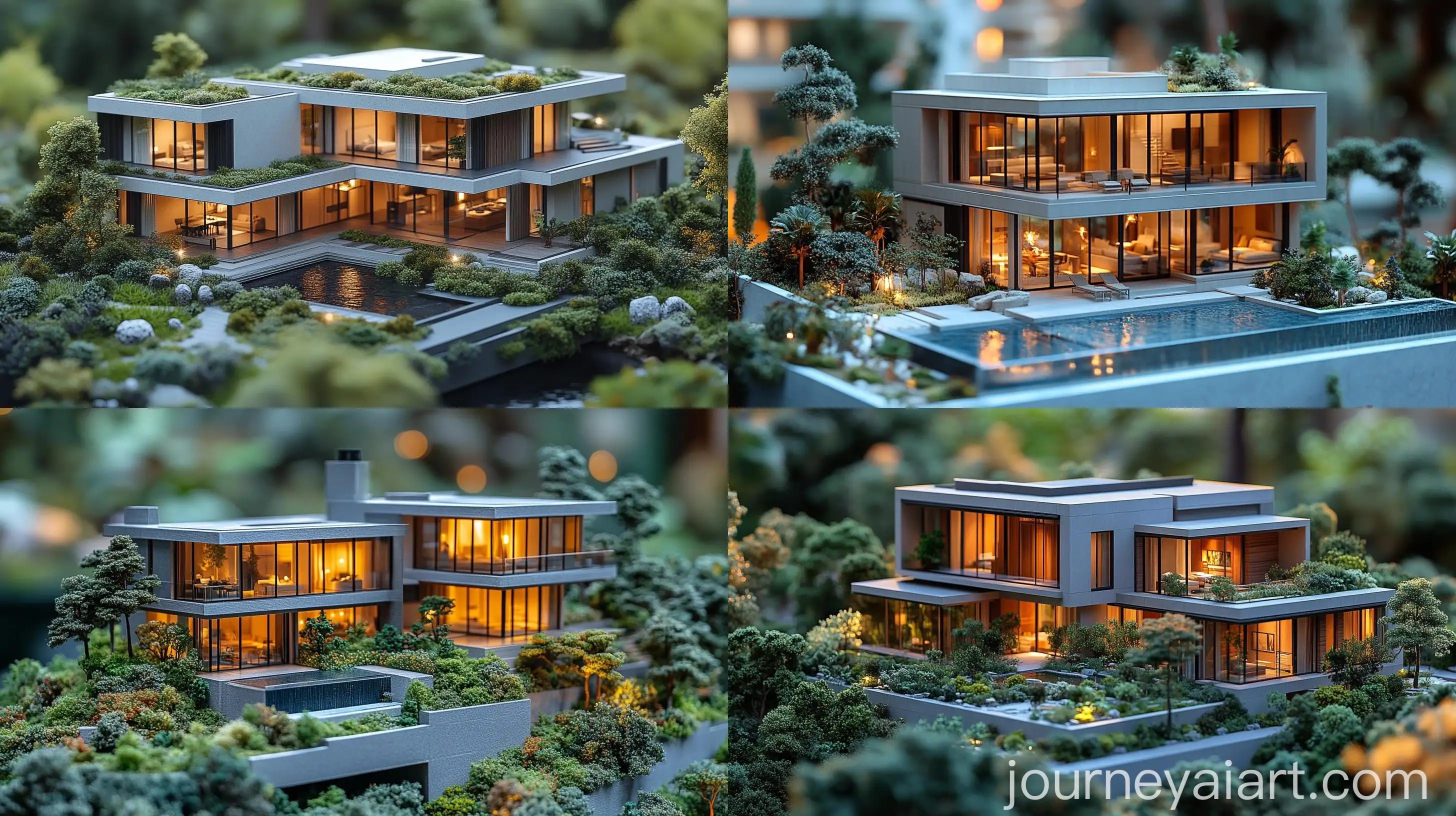 Miniature-Villa-House-Neighborhood-in-Modern-Contemporary-Style-with-TiltShift-Focus