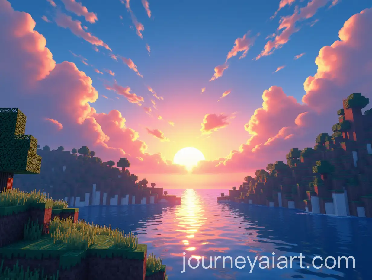 Minecraft-Background-Reimagined-with-Vibrant-Sky-in-Goatedaiart-Style