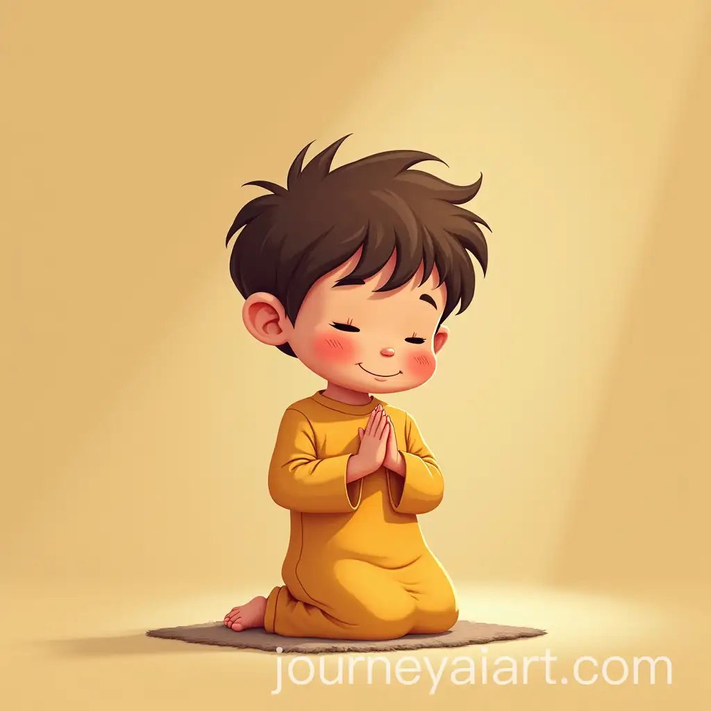 Cartoon-Child-Preparing-for-Prayer-in-Peaceful-Setting