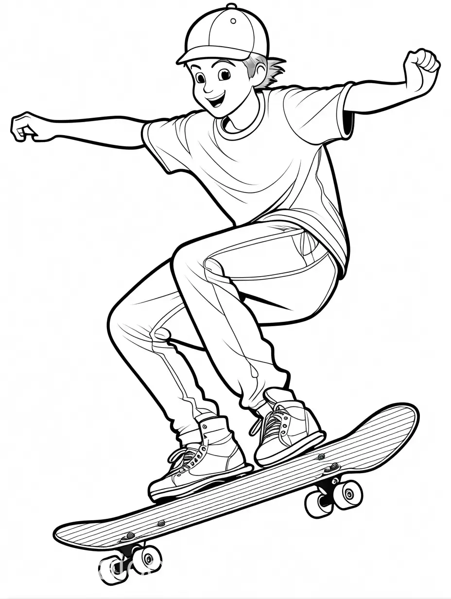 Skateboarder-Jumping-Coloring-Page