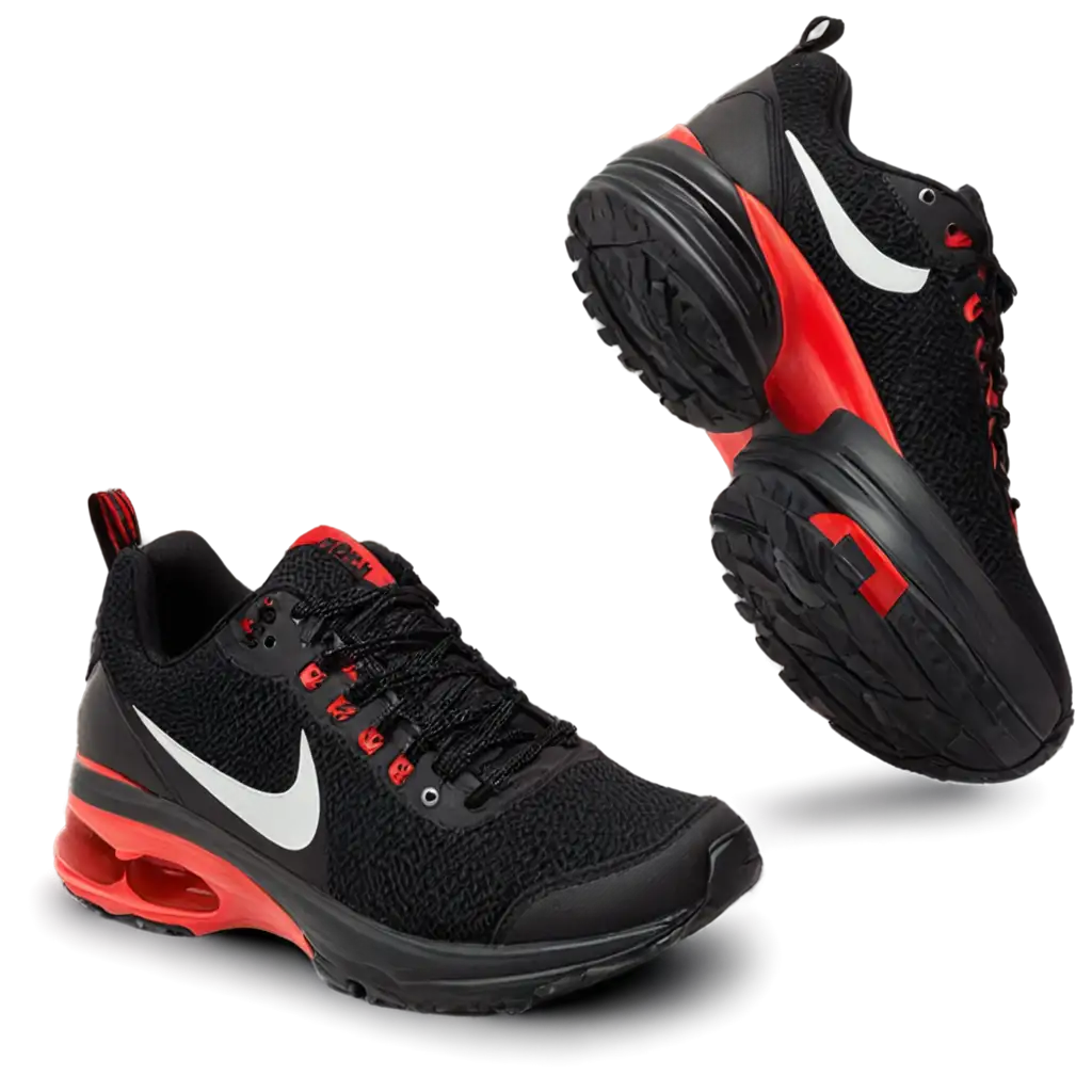 Stylish-Womens-Sports-Shoe-with-Black-and-Red-Accents-and-Colorful-Springs-HighQuality-PNG