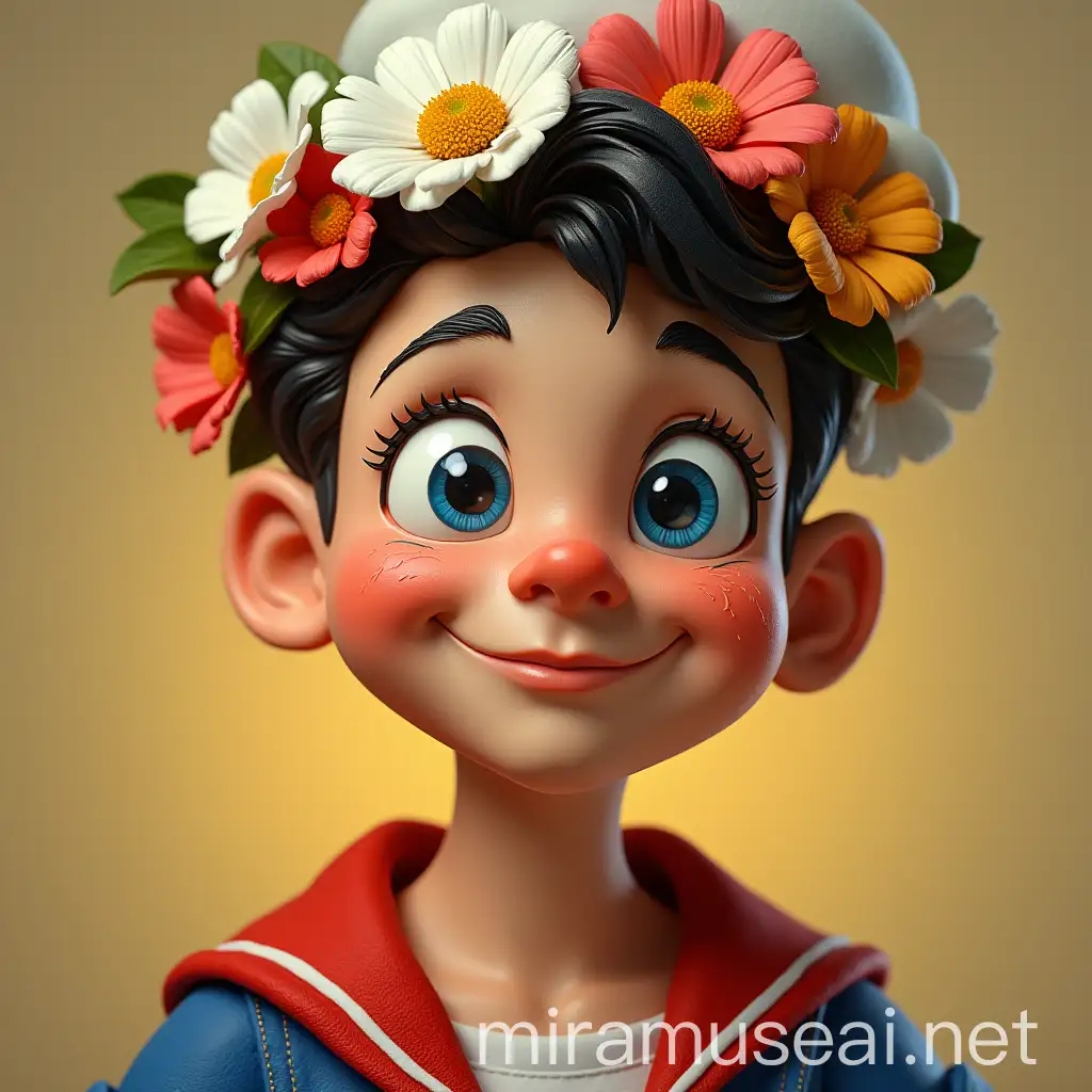 Popeye Wearing a Flower Crown