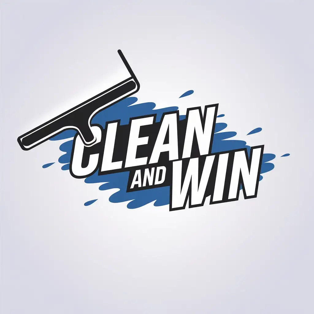 LOGO Design for Clean and Win Minimalistic Squeegee Theme on White Background