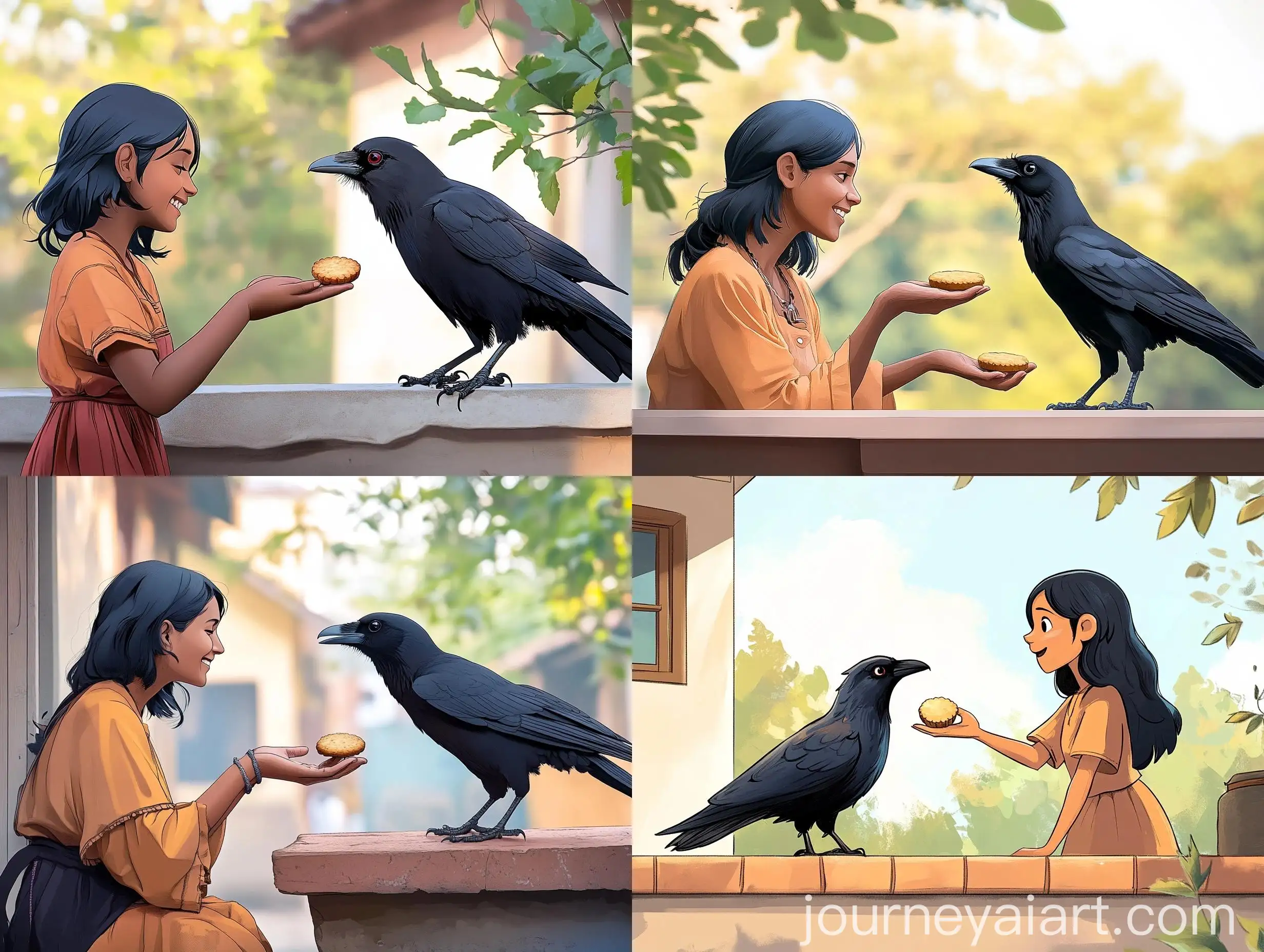 Daily-Ritual-of-Feeding-Biscuits-to-a-Crow-on-a-Terrace