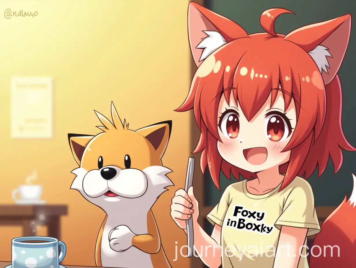 Nintendo-Cartoon-Characters-Morning-Coffee-with-RedHaired-Girl-Foxy-in-Boxy