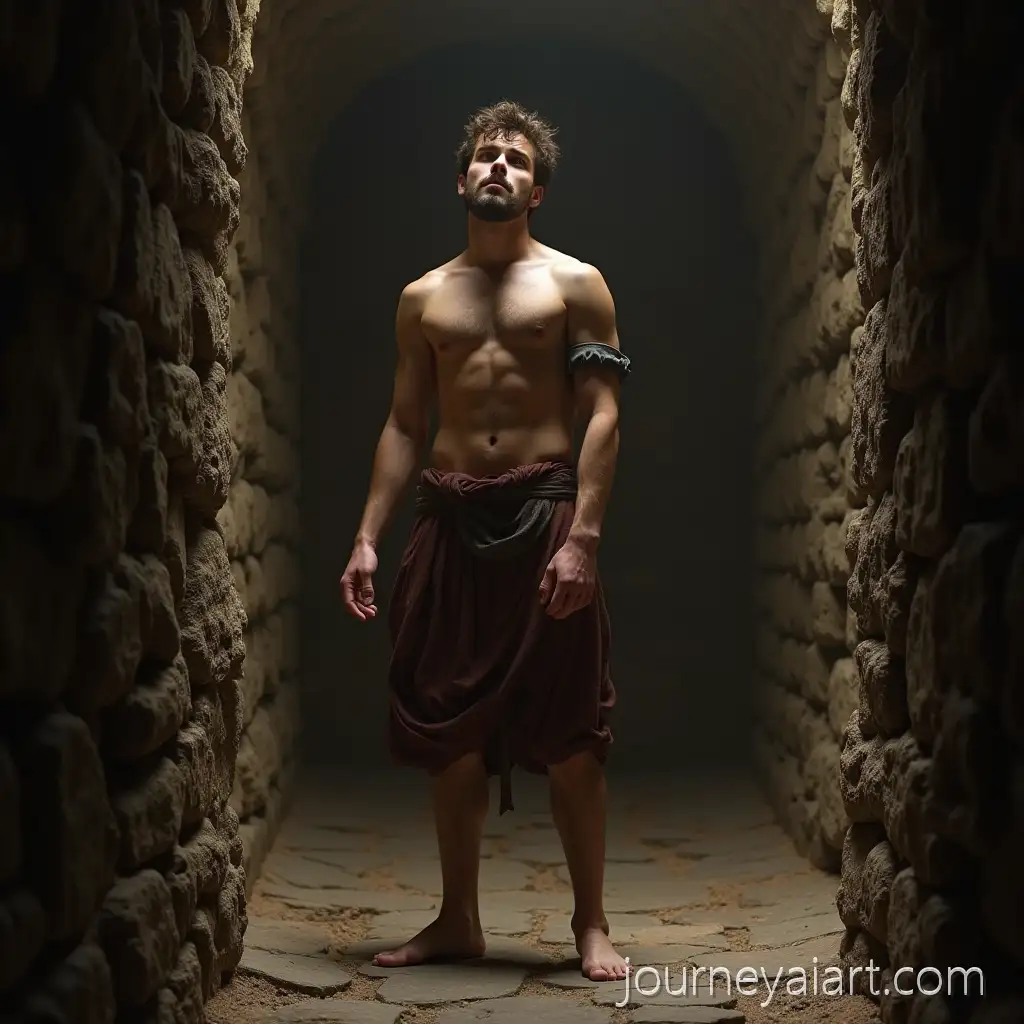 Desperate-Young-Man-in-Medieval-DungeonMedieval-Dungeon-Desperation-Barefoot-and-TorsoFree