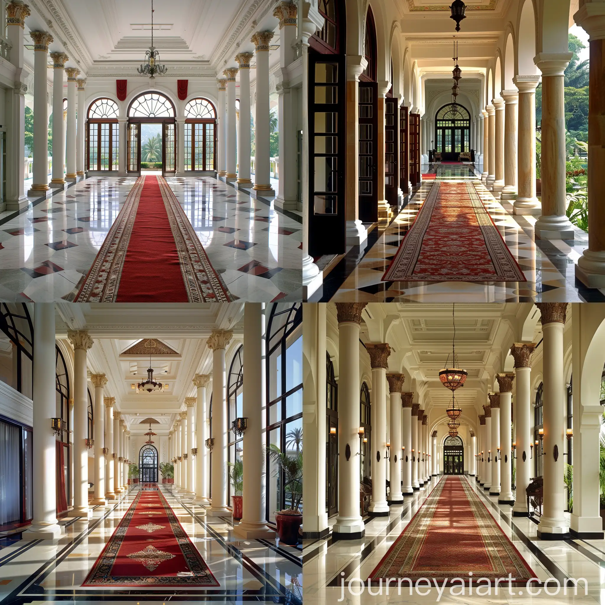 Grand-Hallway-in-Imperial-French-Colonial-Style-with-FloortoCeiling-Windows