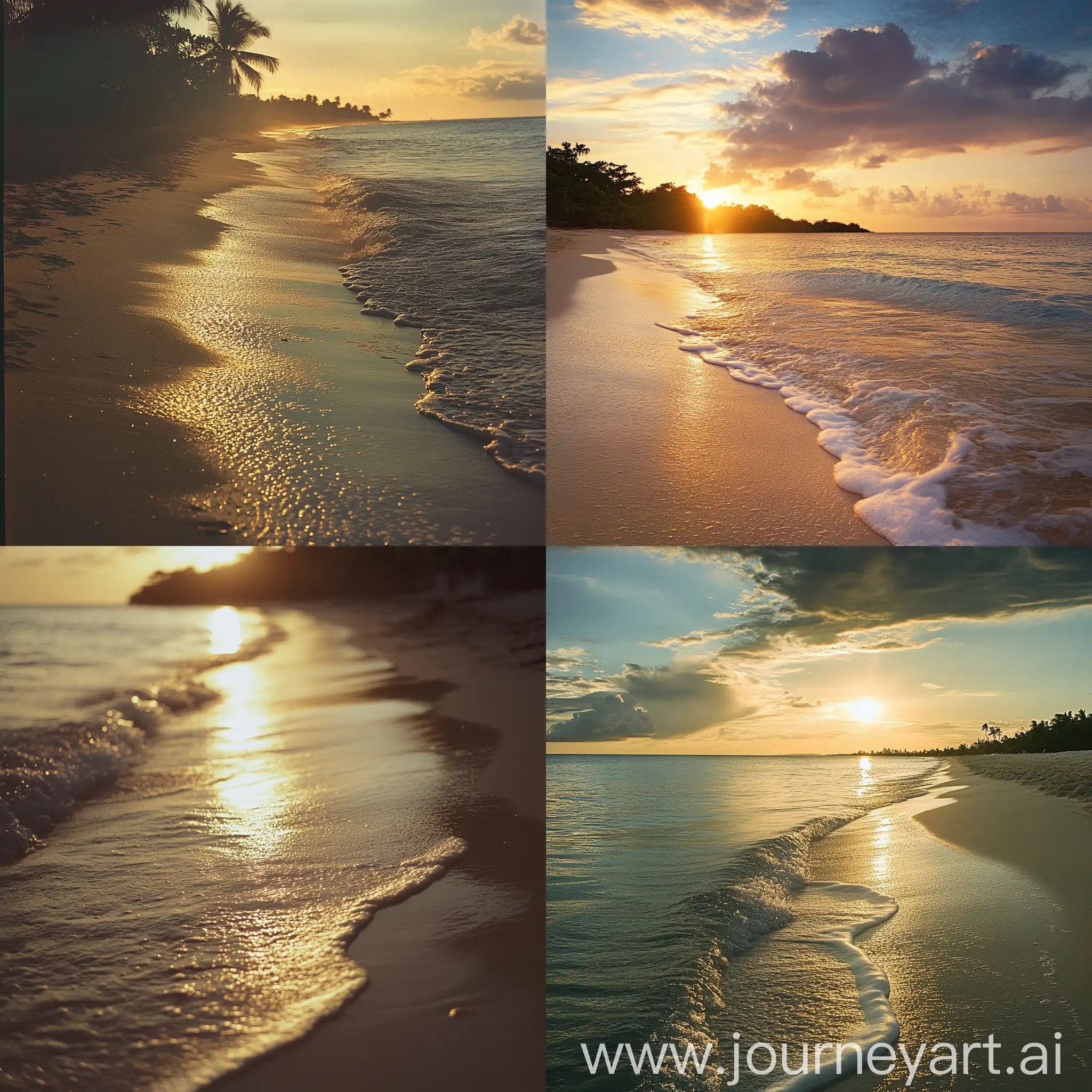 Serene-Jamaican-Beach-at-Sundown-with-Golden-Sand