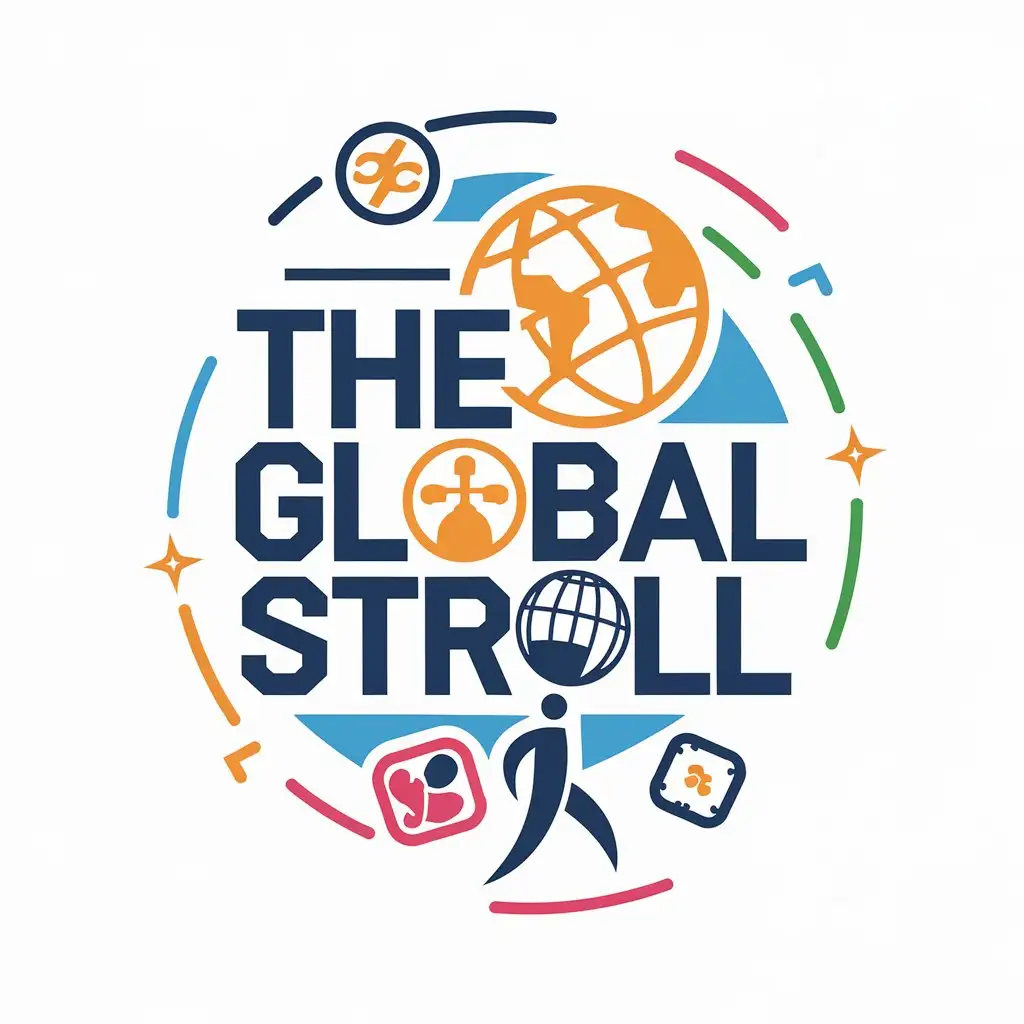 LOGO Design for The Global Stroll Earth Vacation Travel Walking Theme in Vibrant Colors