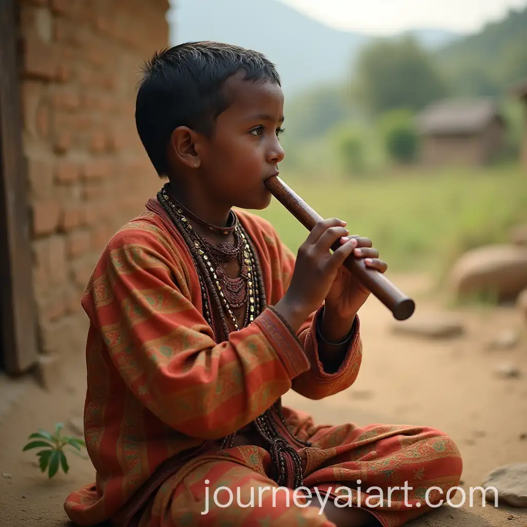 Ayaan-Playing-Flute-in-a-Serene-Village