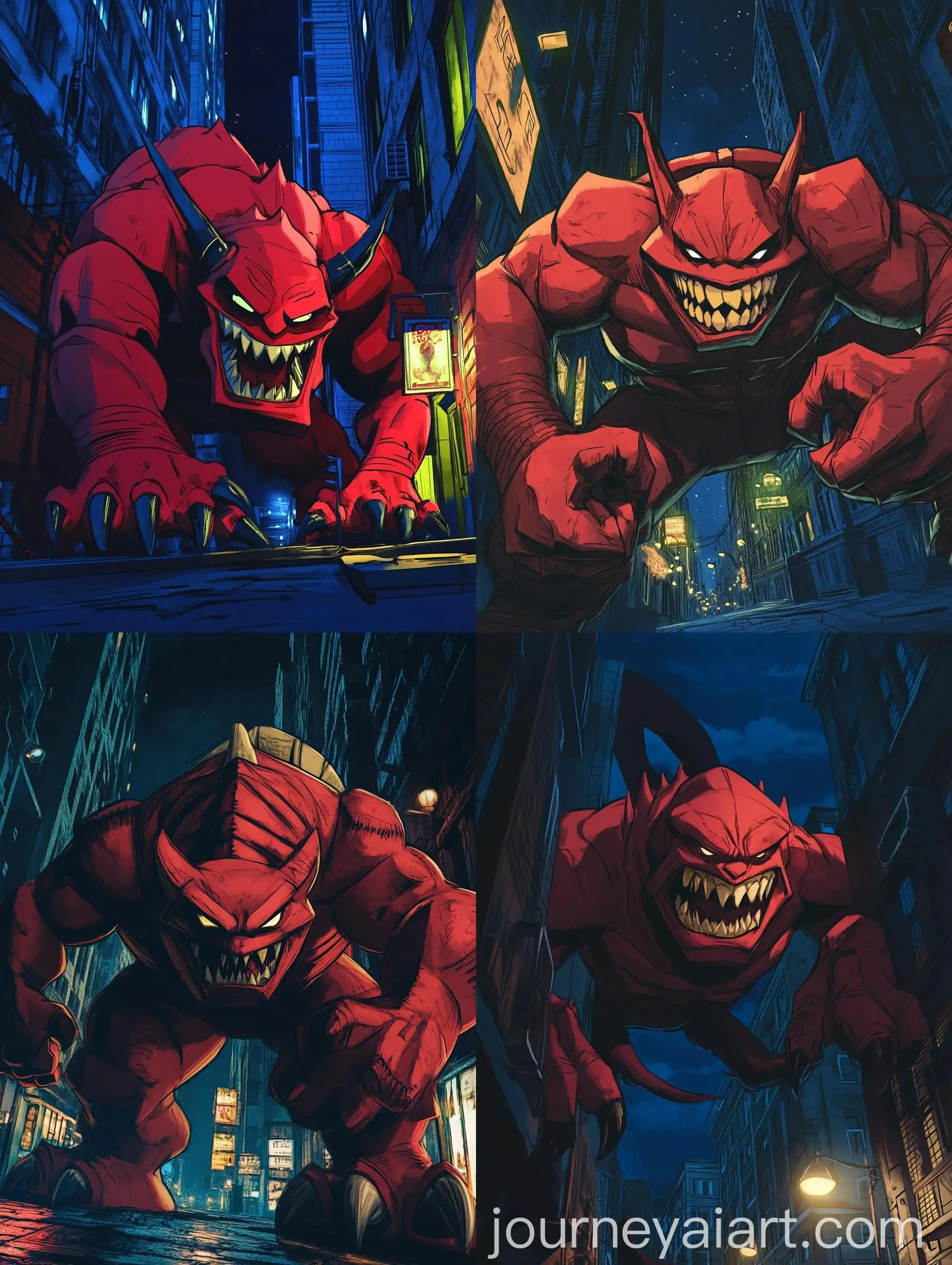 Red-Demon-Creature-in-Night-Alley-Cartoon-Style-Drawing