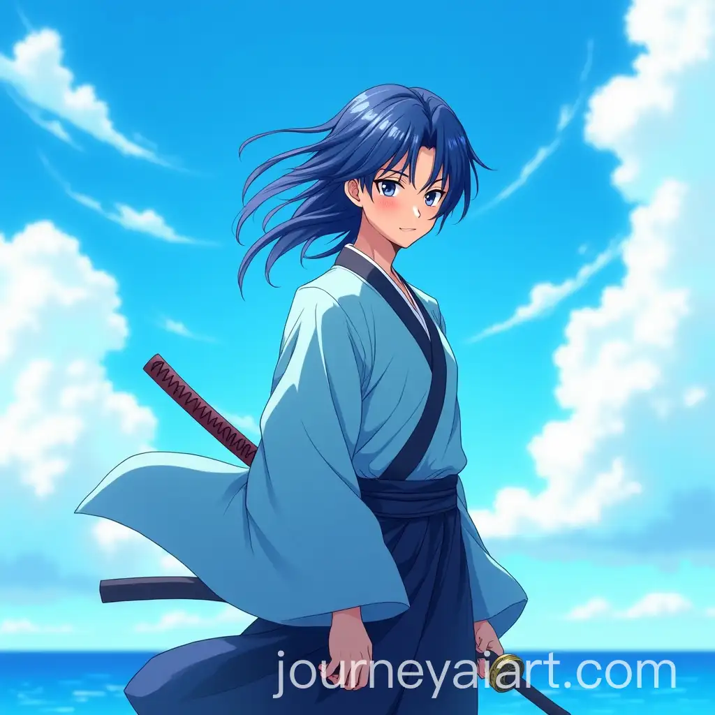 Handsome-Anime-Samurai-Smiling-Confidently-by-the-Ocean-Under-a-Bright-Blue-Sky