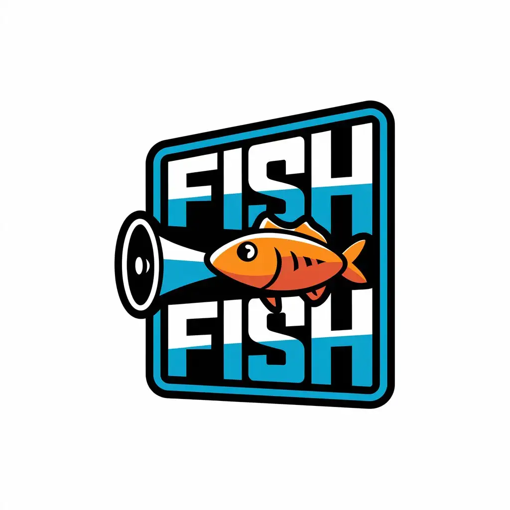 LOGO Design for Fish Fish Vibrant Fish with Megaphone in Bright Colors