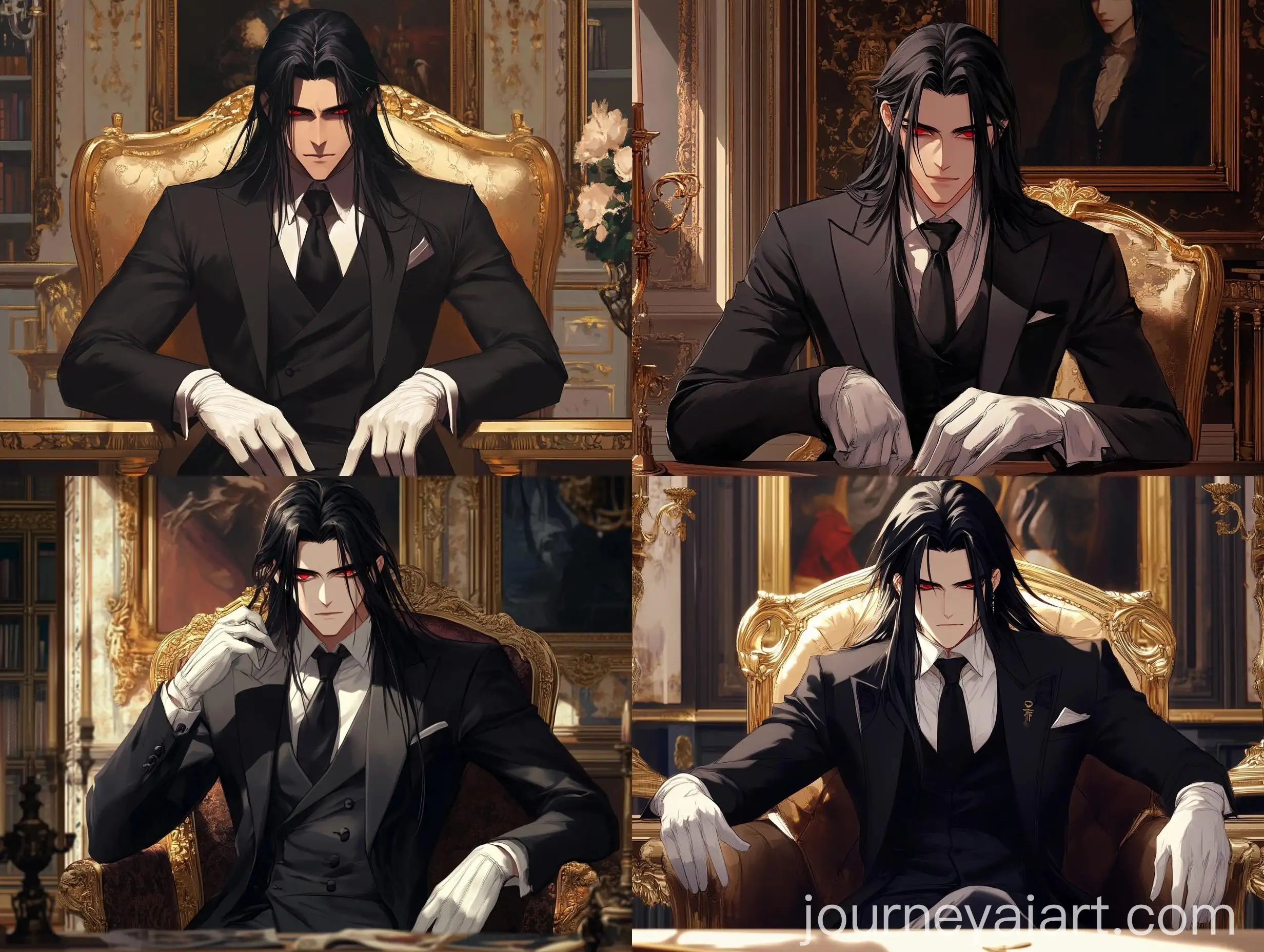 Elegant-Manga-Style-Portrait-of-a-Confident-Gentleman-in-a-Luxurious-Library-Setting