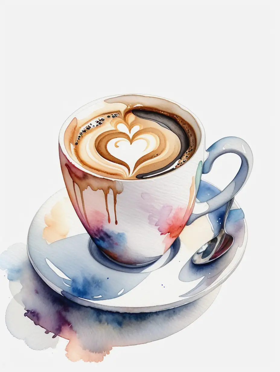 Detailed-Drawing-of-a-Coffee-Cup-Painting-with-Watercolors-on-a-White-Background