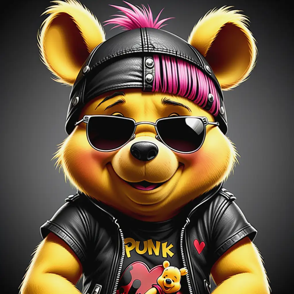 cartoon disney punk rocker Winnie the Pooh