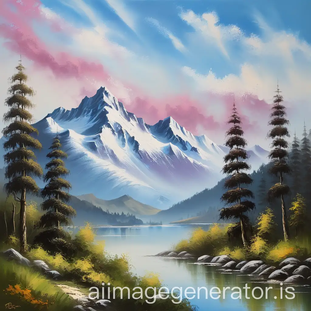 Scenic-Pyrenees-Mountain-Landscape-in-Bob-Ross-Painting-Style