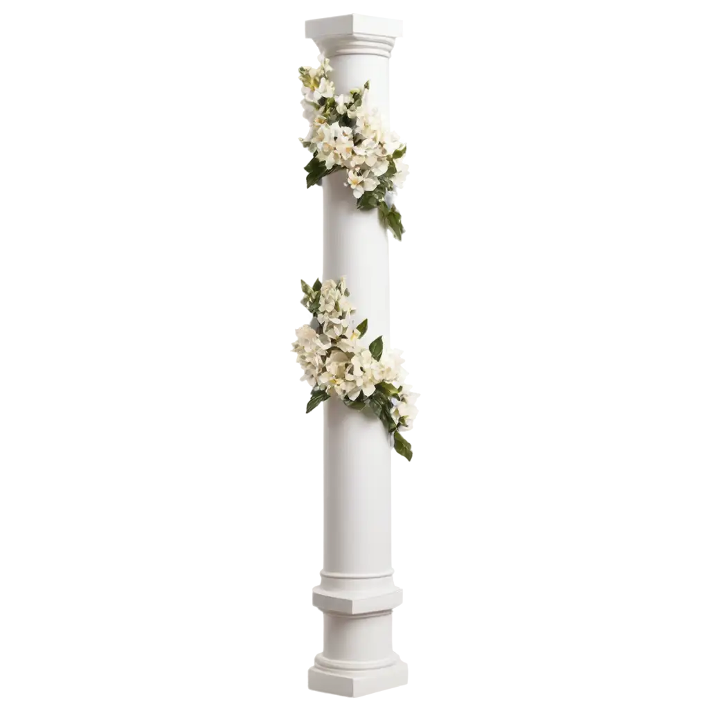 Elf-Style-White-Decorative-Pillar-with-Flowers-HighQuality-PNG-Image