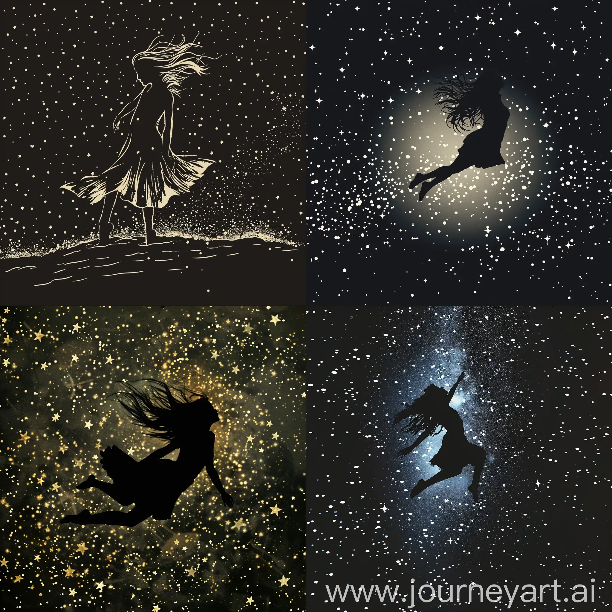 Silhouette-of-Girl-Falling-with-Stars-Background