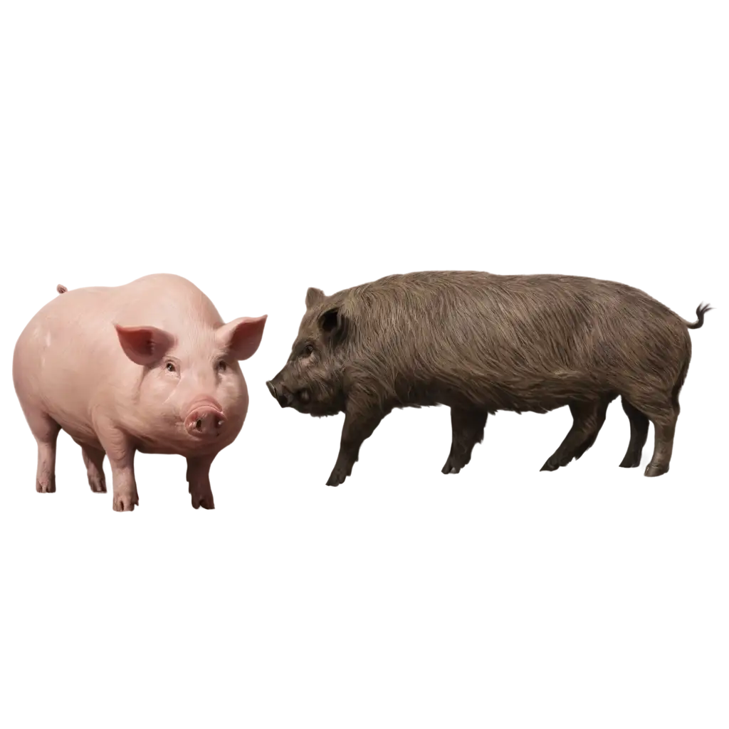 HighQuality-PNG-Image-of-a-Pig-and-Wild-Boar-Detailed-Artistic-Representation