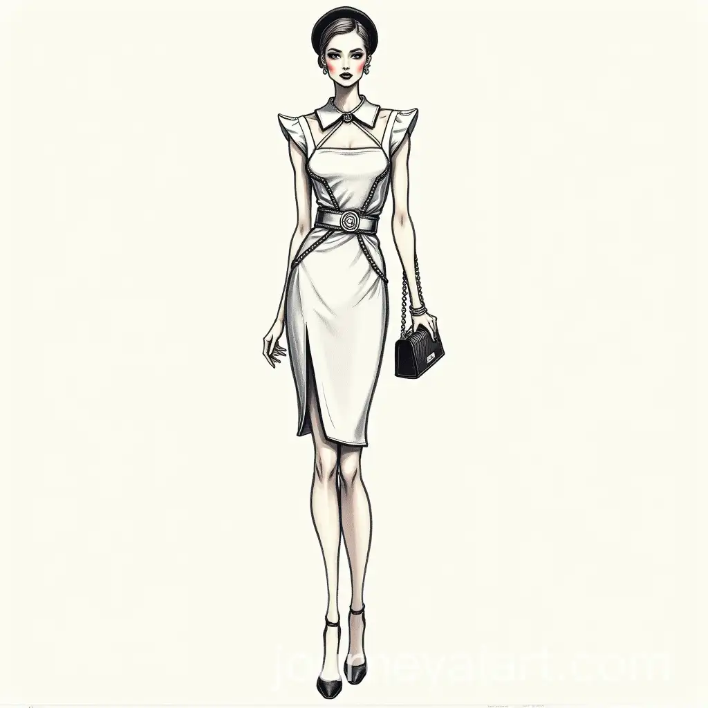 Stylish-Avant-Garde-Office-Wear-Elegant-Bodycon-Dress-with-High-Slit-and-Beret