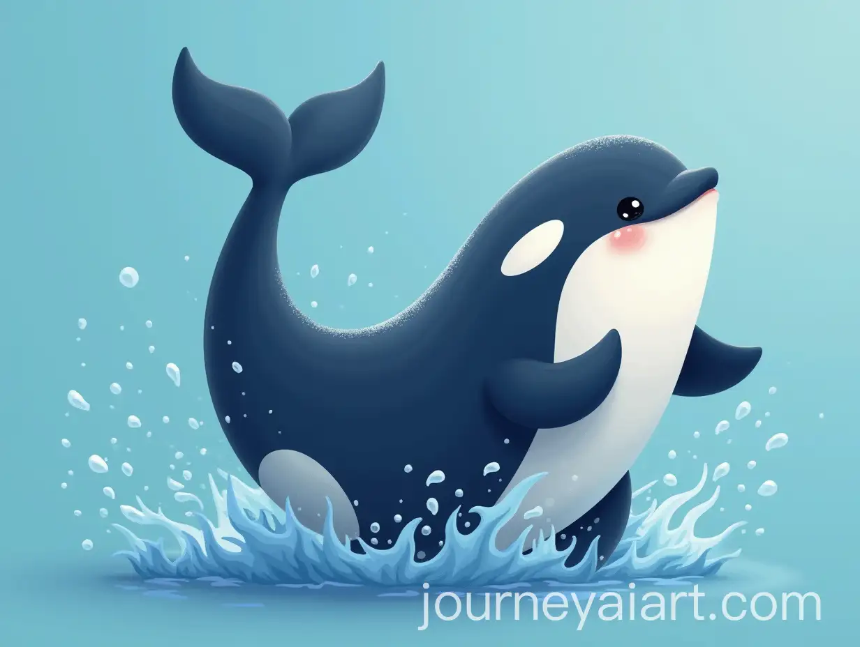 Playful-Orca-with-Raised-Tail-in-a-Vibrant-Ocean-Setting