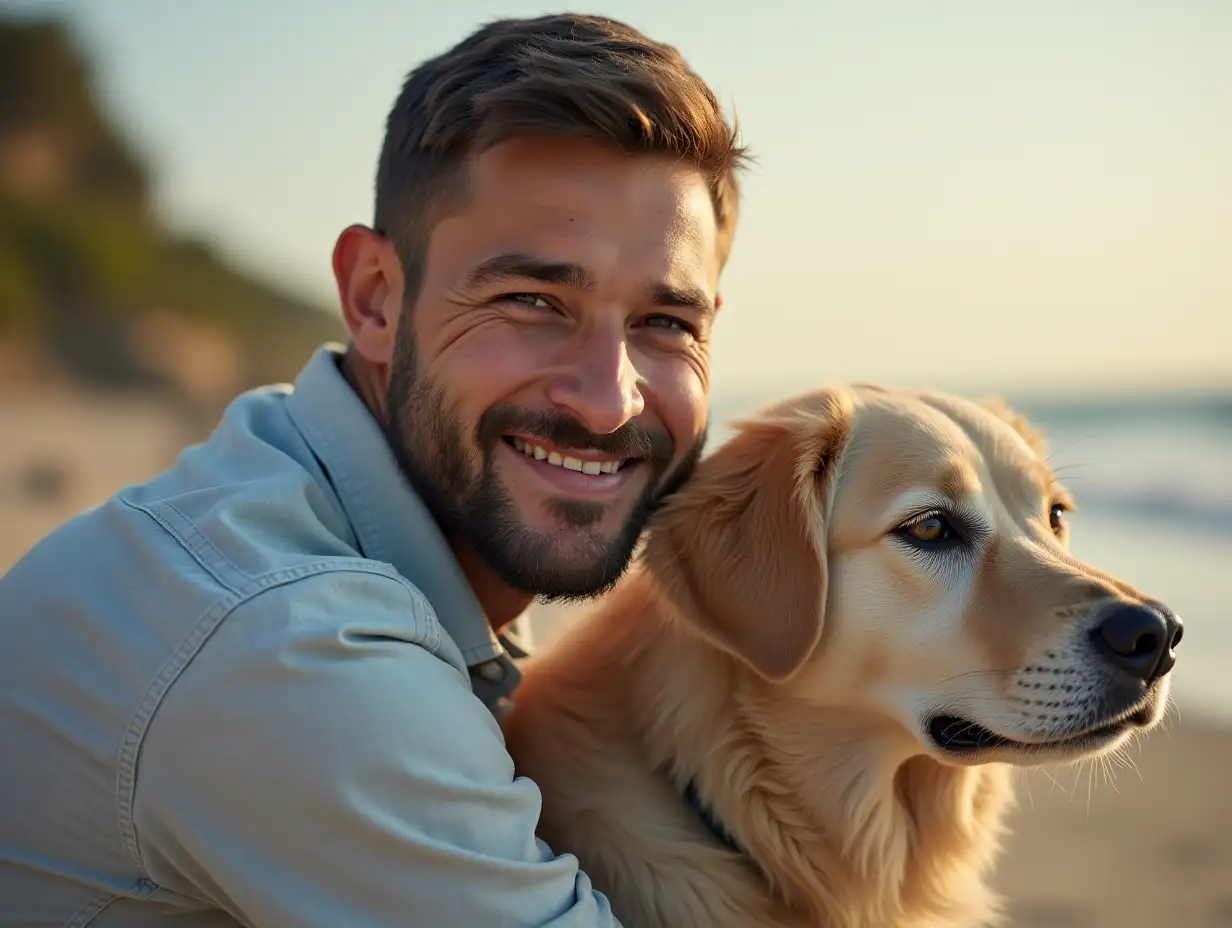 Young man with dog