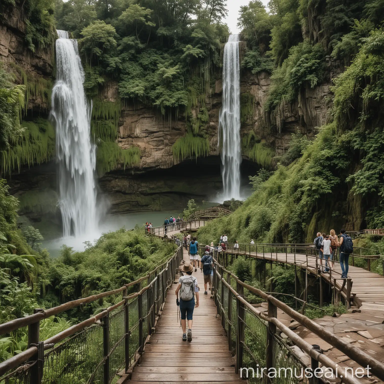 Park Walkways with Waterfalls and Photography