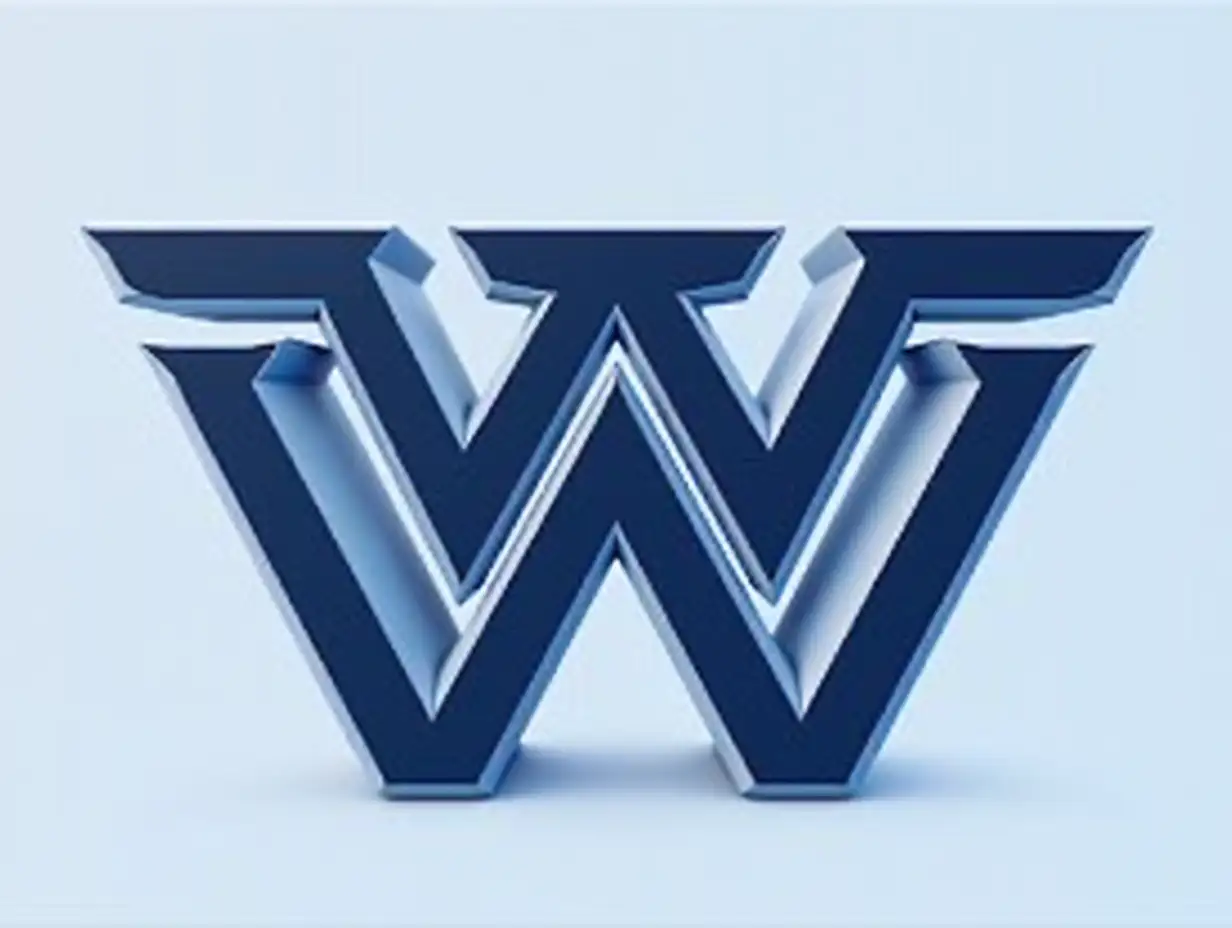 can you make me a logo using 'W' on and an inverted 'W' overlapping each other and use dark blue color and add an outline for the letters and make it 3D. Do not add background