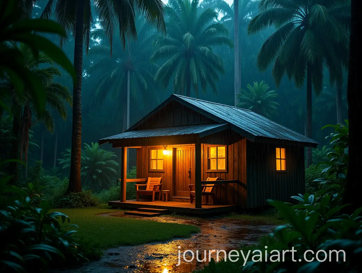 Cozy-Wooden-Cabin-in-Tropical-Jungle-at-Night-with-RainAI-Image-Prompt-Expansiony-Atmosphere